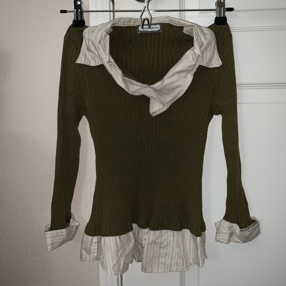 Olive green collared shirt 💚✨